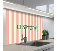 KitchenYeah© Credence Cuisine 80x100 cm Adhesif Protection Mur Plaque De Cuisson Plastique Rigide Revetement Murale À Coller Rose pâle - Vert - Rayures - C'est La Vie