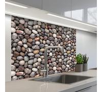 KitchenYeah© Credence Cuisine 80x100 cm Adhesif Protection Mur Plaque De Cuisson Plastique Rigide Revetement Murale À Coller Marbre - Couleurs - Galets