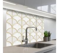 KitchenYeah© Credence Cuisine 80x100 cm Adhesif Protection Mur Plaque De Cuisson Plastique Rigide Revetement Murale À Coller Mosaïque - Arches - Or