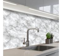 KitchenYeah© Credence Cuisine 80x150 cm Adhesif Protection Mur Plaque De Cuisson Plastique Rigide Revetement Murale À Coller Gris - Marbre - Classique - Veines
