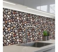 KitchenYeah© Credence Cuisine 80x400 cm Adhesif Protection Mur Plaque De Cuisson Plastique Rigide Revetement Murale À Coller Marbre - Couleurs - Galets