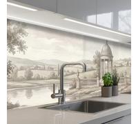 KitchenYeah© Credence Cuisine 80x400 cm Adhesif Protection Mur Plaque De Cuisson Plastique Rigide Revetement Murale À Coller Paysage - Eau - Nature - Sépia