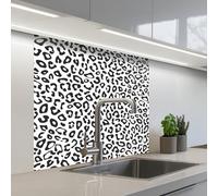KitchenYeah© Credence Cuisine 80x80 cm Adhesif Protection Mur Plaque De Cuisson Plastique Rigide Revetement Murale À Coller Design - Imprimé panthère - Noir - Blanc - Motifs