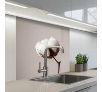 KitchenYeah© Credence Cuisine 80x80 cm Adhesif Protection Mur Plaque De Cuisson Plastique Rigide Revetement Murale À Coller Boules de coton - Minimaliste - Blanc