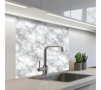 KitchenYeah© Credence Cuisine 80x80 cm Adhesif Protection Mur Plaque De Cuisson Plastique Rigide Revetement Murale À Coller Gris - Marbre - Classique - Veines