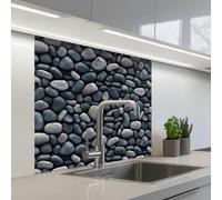 KitchenYeah© Credence Cuisine 80x80 cm Adhesif Protection Mur Plaque De Cuisson Plastique Rigide Revetement Murale À Coller Cool - Gris - Galets