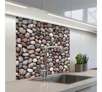 KitchenYeah© Credence Cuisine 80x80 cm Adhesif Protection Mur Plaque De Cuisson Plastique Rigide Revetement Murale À Coller Marbre - Couleurs - Galets