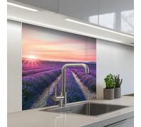 KitchenYeah© Credence Cuisine 80x80 cm Adhesif Protection Mur Plaque De Cuisson Plastique Rigide Revetement Murale À Coller Lavande - Pourpre - Fleurs