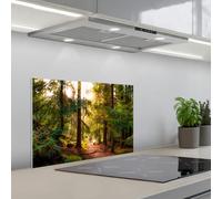 KitchenYeah© Crédence Cuisine À Coller 40x60 cm Protection Plaque De Cuisson Adhesif Plastique Rigide Dalle Murale Forêt - Chemin - Arbres - Vert - Soleil - Nature