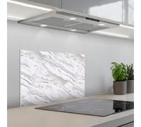 KitchenYeah© Crédence Cuisine À Coller 40x60 cm Protection Plaque De Cuisson Adhesif Plastique Rigide Dalle Murale Marbre - Blanc - Gris-vert
