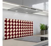 KitchenYeah© Crédence Cuisine À Coller 45x90 cm Protection Plaque De Cuisson Adhesif Plastique Rigide Dalle Murale Rouge - Motif carreaux - Crème