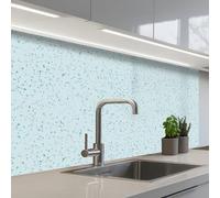 KitchenYeah© Crédence Cuisine À Coller 60x100 cm Protection Plaque De Cuisson Adhesif Plastique Rigide Dalle Murale Terrazzo - Motif - Coloré - Baby Blue