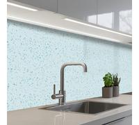 KitchenYeah© Crédence Cuisine À Coller 60x200 cm Protection Plaque De Cuisson Adhesif Plastique Rigide Dalle Murale Terrazzo - Motif - Coloré - Baby Blue