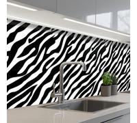 KitchenYeah© Crédence Cuisine À Coller 60x200 cm Protection Plaque De Cuisson Adhesif Plastique Rigide Dalle Murale Animaux - Zèbre - Design