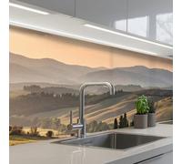 KitchenYeah© Crédence Cuisine À Coller 60x250 cm Protection Plaque De Cuisson Adhesif Plastique Rigide Dalle Murale Toscane - Paysage - Collines