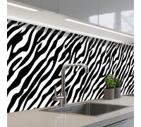 KitchenYeah© Crédence Cuisine À Coller 60x250 cm Protection Plaque De Cuisson Adhesif Plastique Rigide Dalle Murale Animaux - Zèbre - Design