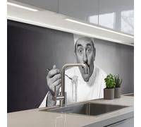 KitchenYeah© Crédence Cuisine À Coller 60x300 cm Protection Plaque De Cuisson Adhesif Plastique Rigide Dalle Murale Chef - Spaghetti - Pasta