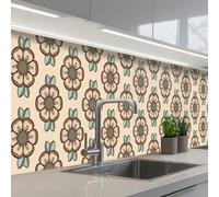 KitchenYeah© Crédence Cuisine À Coller 60x300 cm Protection Plaque De Cuisson Adhesif Plastique Rigide Dalle Murale Rétro - Fleurs - Design