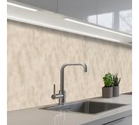 KitchenYeah© Crédence Cuisine À Coller 60x500 cm Protection Plaque De Cuisson Adhesif Plastique Rigide Dalle Murale Texture - Speckles - Beige