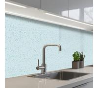 KitchenYeah© Crédence Cuisine À Coller 60x500 cm Protection Plaque De Cuisson Adhesif Plastique Rigide Dalle Murale Terrazzo - Motif - Coloré - Baby Blue