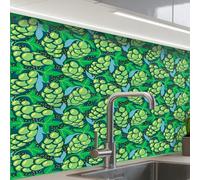 KitchenYeah© Crédence Cuisine À Coller 60x80 cm Protection Plaque De Cuisson Adhesif Plastique Rigide Dalle Murale Raisins - Grappe - Vert