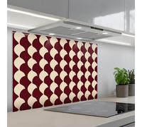 KitchenYeah© Crédence Cuisine À Coller 60x90 cm Protection Plaque De Cuisson Adhesif Plastique Rigide Dalle Murale Rouge - Motif carreaux - Crème