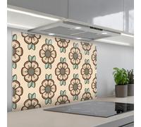 KitchenYeah© Crédence Cuisine À Coller 60x90 cm Protection Plaque De Cuisson Adhesif Plastique Rigide Dalle Murale Rétro - Fleurs - Design