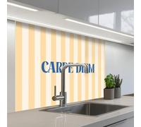 KitchenYeah© Crédence Cuisine À Coller 80x100 cm Protection Plaque De Cuisson Adhesif Plastique Rigide Dalle Murale Bleu - Jaune - Rayures - Carpe Diem