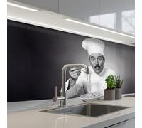 KitchenYeah© Crédence Cuisine À Coller 80x150 cm Protection Plaque De Cuisson Adhesif Plastique Rigide Dalle Murale Chef - Spaghetti - Pasta
