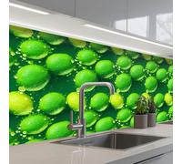 KitchenYeah© Crédence Cuisine À Coller 80x200 cm Protection Plaque De Cuisson Adhesif Plastique Rigide Dalle Murale Citron - Vert - Eau