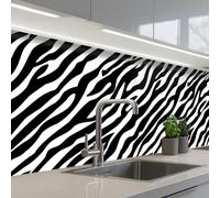 KitchenYeah© Crédence Cuisine À Coller 80x200 cm Protection Plaque De Cuisson Adhesif Plastique Rigide Dalle Murale Animaux - Zèbre - Design
