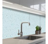 KitchenYeah© Crédence Cuisine À Coller 80x200 cm Protection Plaque De Cuisson Adhesif Plastique Rigide Dalle Murale Terrazzo - Motif - Coloré - Baby Blue