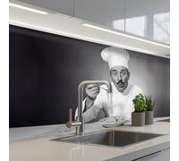 KitchenYeah© Crédence Cuisine À Coller 80x200 cm Protection Plaque De Cuisson Adhesif Plastique Rigide Dalle Murale Chef - Spaghetti - Pasta