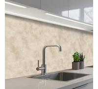 KitchenYeah© Crédence Cuisine À Coller 80x250 cm Protection Plaque De Cuisson Adhesif Plastique Rigide Dalle Murale Texture - Speckles - Beige