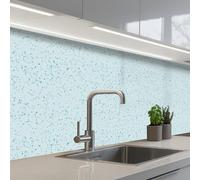 KitchenYeah© Crédence Cuisine À Coller 80x250 cm Protection Plaque De Cuisson Adhesif Plastique Rigide Dalle Murale Terrazzo - Motif - Coloré - Baby Blue