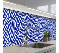 KitchenYeah© Crédence Cuisine À Coller 80x400 cm Protection Plaque De Cuisson Adhesif Plastique Rigide Dalle Murale Zèbre - Motif - Cobalt - Bleu