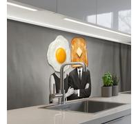 KitchenYeah© Crédence Cuisine À Coller 80x400 cm Protection Plaque De Cuisson Adhesif Plastique Rigide Dalle Murale Petit-déjeuner - Couple - Œuf - Pain