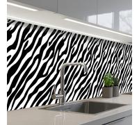 KitchenYeah© Crédence Cuisine À Coller 80x500 cm Protection Plaque De Cuisson Adhesif Plastique Rigide Dalle Murale Animaux - Zèbre - Design