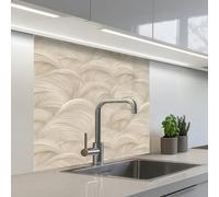 KitchenYeah© Crédence Cuisine À Coller 80x80 cm Protection Plaque De Cuisson Adhesif Plastique Rigide Dalle Murale Arches - Motif - Beige