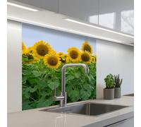 KitchenYeah© Crédence Cuisine À Coller 80x80 cm Protection Plaque De Cuisson Adhesif Plastique Rigide Dalle Murale Tournesols - Jaune - Nature