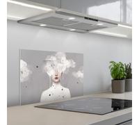 KitchenYeah© Credence Cuisine Adhesive 40x60 cm Protege Mur Revetement Mural Adhesif Parement Interieur À Coller Plaque Plastique Rigide Femme - Nuage - Gris