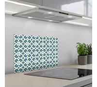 KitchenYeah© Credence Cuisine Adhesive 40x60 cm Protege Mur Revetement Mural Adhesif Parement Interieur À Coller Plaque Plastique Rigide Motif - Symétrique - Bleu