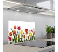 KitchenYeah© Credence Cuisine Adhesive 40x60 cm Protege Mur Revetement Mural Adhesif Parement Interieur À Coller Plaque Plastique Rigide Fleurs - Tulipes - Coloré