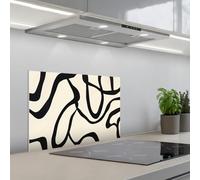 KitchenYeah© Credence Cuisine Adhesive 40x60 cm Protege Mur Revetement Mural Adhesif Parement Interieur À Coller Plaque Plastique Rigide Abstrait - Lignes - Moderne - Beige