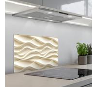 KitchenYeah© Credence Cuisine Adhesive 40x60 cm Protege Mur Revetement Mural Adhesif Parement Interieur À Coller Plaque Plastique Rigide Lignes - Ondulées - Crème