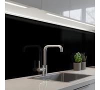 KitchenYeah© Credence Cuisine Adhesive 45x90 cm Protege Mur Revetement Mural Adhesif Parement Interieur À Coller Plaque Plastique Rigide Noir - Uni - Couleur