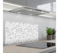 KitchenYeah© Credence Cuisine Adhesive 45x90 cm Protege Mur Revetement Mural Adhesif Parement Interieur À Coller Plaque Plastique Rigide Léopard - Motif - Gris