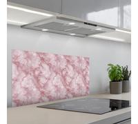 KitchenYeah© Credence Cuisine Adhesive 45x90 cm Protege Mur Revetement Mural Adhesif Parement Interieur À Coller Plaque Plastique Rigide Rose - Marbre de quartz - Veines