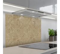 KitchenYeah© Credence Cuisine Adhesive 55x80 cm Protege Mur Revetement Mural Adhesif Parement Interieur À Coller Plaque Plastique Rigide Beige - Marbre - Veines blanches