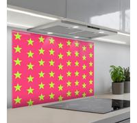 KitchenYeah© Credence Cuisine Adhesive 55x80 cm Protege Mur Revetement Mural Adhesif Parement Interieur À Coller Plaque Plastique Rigide Étoiles - Motif - Rose